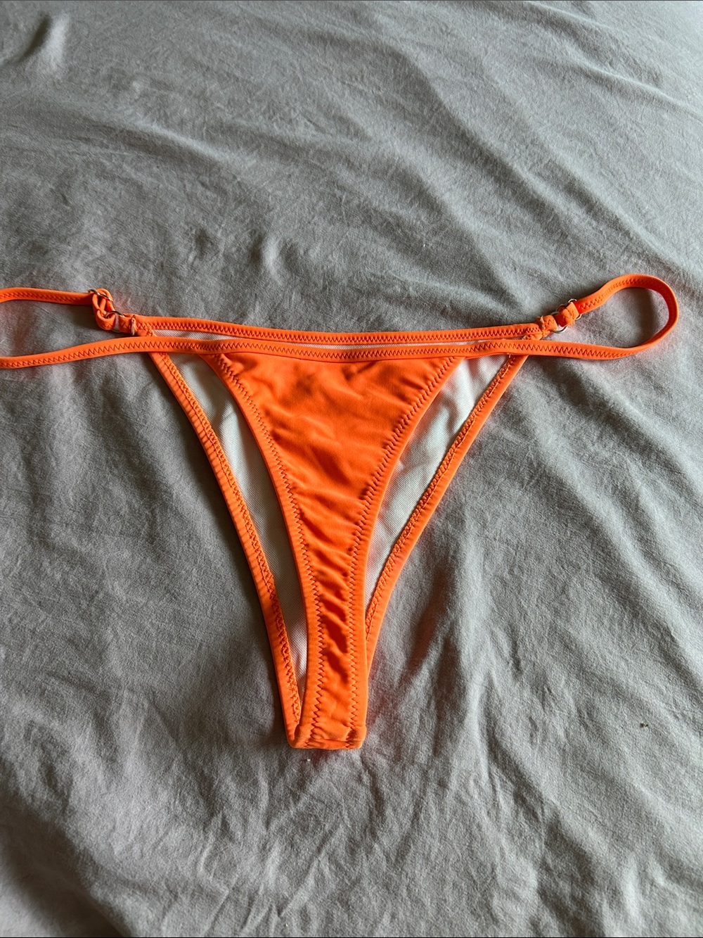 Women’s Orange String Bikini Bottom - Classic Minimal Coverage